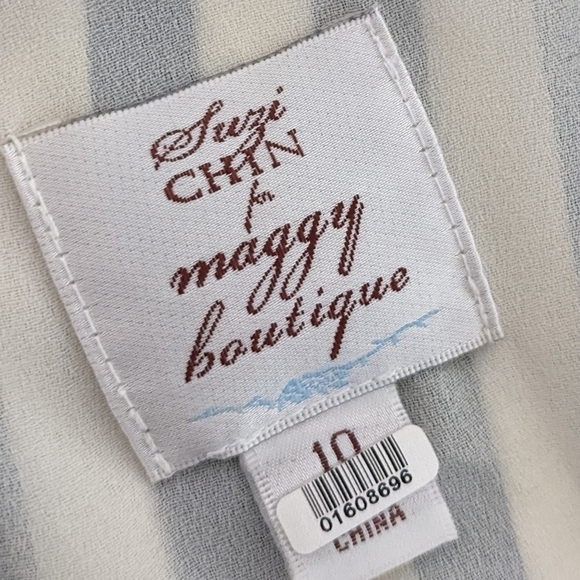 𝅺Suzi Chin Striped Silk Slip Dress Retro Art Deco Style 10 Maxamilist Designer - Picture 5 of 13